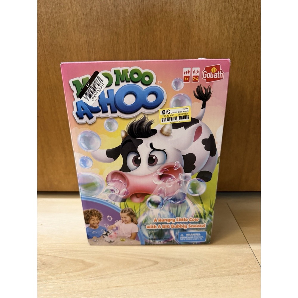 Goliath Moo Moo Achoo Game Hungry Little Cow That Sneezes Bubbles New In Box